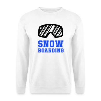 Snowboard Schriftzug Blau - Unisex Pullover - Weiß - Vorne - Alina (178cm) & Michal (187cm)