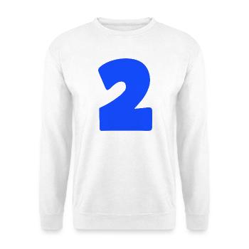 Blaues Zwei-Motiv Bold - Unisex Pullover - Weiß - Vorne - Alina (178cm) & Michal (187cm)