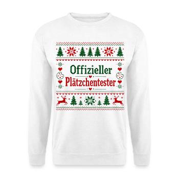 Offizieller Plätzchentester - Unisex Pullover - Weiß - Vorne - Alina (178cm) & Michal (187cm)
