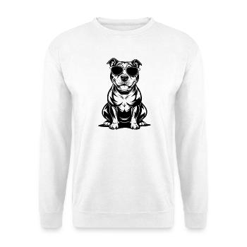 Hund mit Sonnenbrille - Unisex Pullover - Weiß - Vorne - Alina (178cm) & Michal (187cm)