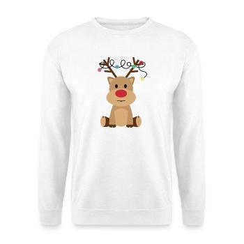 Süßer Weihnachtselch - Unisex Pullover - Weiß - Vorne - Alina (178cm) & Michal (187cm)