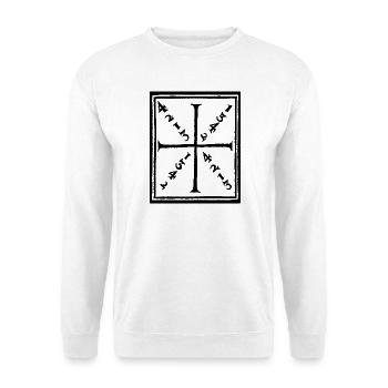 Historisches Fecht diagramm Joachim Meyer 1570 - Unisex Pullover - Weiß - Vorne - Alina (178cm) & Michal (187cm)