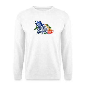Etwas langsamer ziehen: Tee - Unisex Pullover - Weiß - Vorne - Alina (178cm) & Michal (187cm)