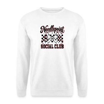 Stickpunkt-Sozialclub Karierter Bogen - Unisex Pullover - Weiß - Vorne - Alina (178cm) & Michal (187cm)