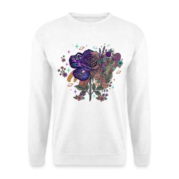 Kosmischer Rosennebelstrauß - Unisex Pullover - Weiß - Vorne - Alina (178cm) & Michal (187cm)