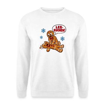 Leb-Kuchen – Weihnachten für alle - Unisex Pullover - Weiß - Vorne - Alina (178cm) & Michal (187cm)