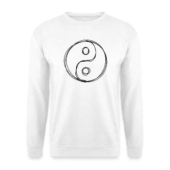 Yin und Yang handgezeichnet - Unisex Pullover - Weiß - Vorne - Alina (178cm) & Michal (187cm)