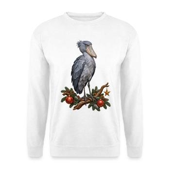 Schuhschnabel mit Weihnachtsornamenten - Unisex Pullover - Weiß - Vorne - Alina (178cm) & Michal (187cm)