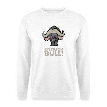 Zynischer Büffel – Genug Bull - Unisex Pullover - Weiß - Vorne - Alina (178cm) & Michal (187cm)