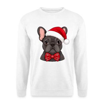 Christmas French Bulldog - Unisex Pullover - Weiß - Vorne - Alina (178cm) & Michal (187cm)