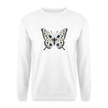 Botanical Butterfly - Unisex Pullover - Weiß - Vorne - Alina (178cm) & Michal (187cm)