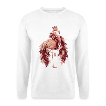 Burlesque Flamingo - Unisex Pullover - Weiß - Vorne - Alina (178cm) & Michal (187cm)