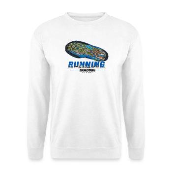 Running Hamburg Laufschuh Stadtkarte - hell - Unisex Pullover - Weiß - Vorne - Alina (178cm) & Michal (187cm)