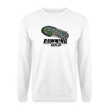 Running Berlin Laufschuh Stadtkarte - hell - Unisex Pullover - Weiß - Vorne - Alina (178cm) & Michal (187cm)