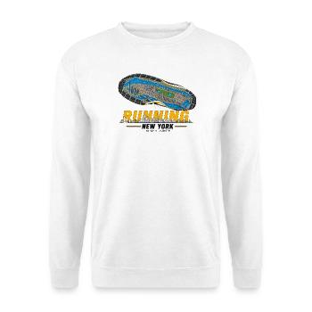 Running New York Laufschuh Stadtkarte - hell - Unisex Pullover - Weiß - Vorne - Alina (178cm) & Michal (187cm)