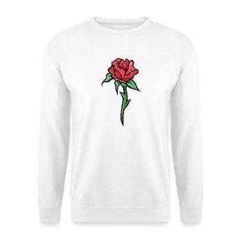 Crimson Rose Aquarell-Skizze - Unisex Pullover - Weiß - Vorne - Alina (178cm) & Michal (187cm)