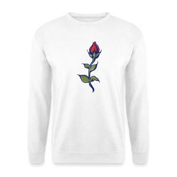 Blauer Umriss Rose Bloom - Unisex Pullover - Weiß - Vorne - Alina (178cm) & Michal (187cm)