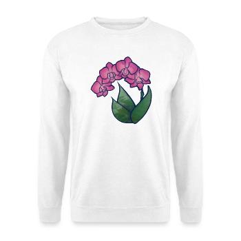 Rosa Orchidee Aquarell Floral - Unisex Pullover - Weiß - Vorne - Alina (178cm) & Michal (187cm)