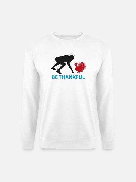 Sei dankbar, Truthahn-Silhouette - Unisex Pullover - Weiß
