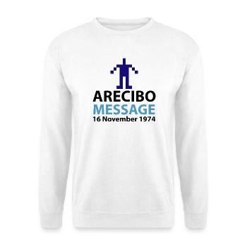 Pixel Avatar Nachricht Logo Arecibo - Unisex Pullover - Weiß - Vorne - Alina (178cm) & Michal (187cm)