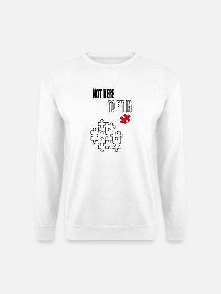 Not Here to Fit In – Rotes Puzzleteil Statement - Unisex Pullover - Weiß