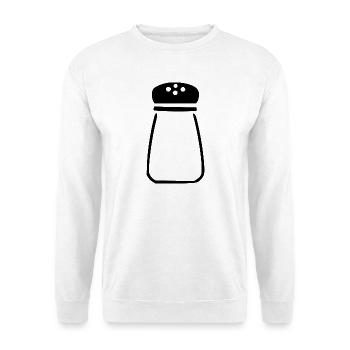 Salzstreuer Salz Küche Koch Geschenk - Unisex Pullover - Weiß - Vorne - Alina (178cm) & Michal (187cm)