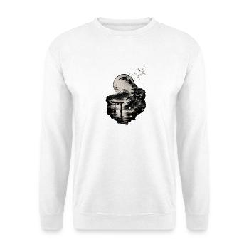 Mond über Fuji und Torii - Unisex Pullover - Weiß - Vorne - Alina (178cm) & Michal (187cm)