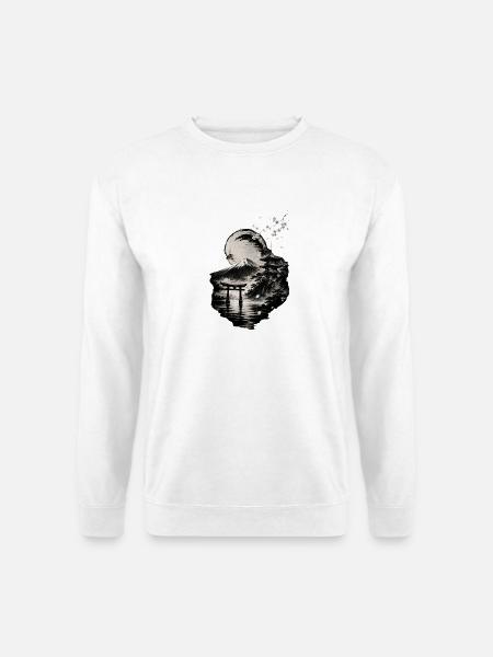 Mond über Fuji und Torii - Unisex Pullover - Weiß
