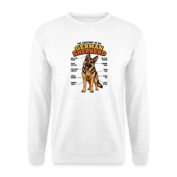 Deutscher Schäferhund  Anatomie Familienhund  - Unisex Pullover - Weiß - Vorne - Alina (178cm) & Michal (187cm)