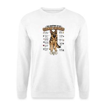 Hundehalter Geschenk Deutscher Schäferhund Gassi  - Unisex Pullover - Weiß - Vorne - Alina (178cm) & Michal (187cm)