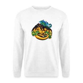Drachenpapa – Papa braucht eine Pause - Unisex Pullover - Weiß - Vorne - Alina (178cm) & Michal (187cm)