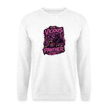 Wilder Panther in Lila und Pink im Grungelook - Unisex Pullover - Weiß - Vorne - Alina (178cm) & Michal (187cm)