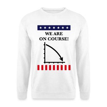 Wir sind auf Kurs! (USA, Amerika, Politik, Politik) - Unisex Pullover - Weiß - Vorne - Alina (178cm) & Michal (187cm)