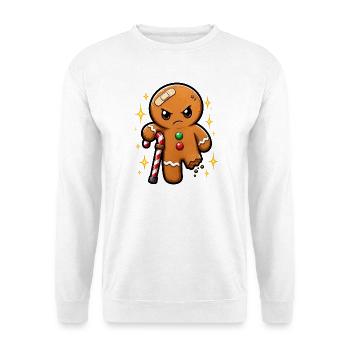 Lebkuchenmann Krücke Manga Lebkuchen T-Shirt - Unisex Pullover - Weiß - Vorne - Alina (178cm) & Michal (187cm)