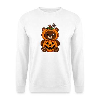 Grummeliger Kürbisbär - Unisex Pullover - Weiß - Vorne - Alina (178cm) & Michal (187cm)