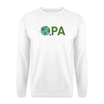Opa mit Weltreise – Grün - Unisex Pullover - Weiß - Vorne - Alina (178cm) & Michal (187cm)
