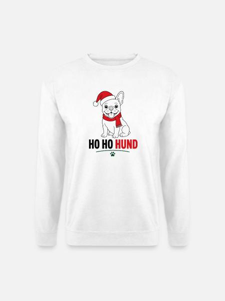 Weihnachts-Hund im Santa-Look - Unisex Pullover - Weiß