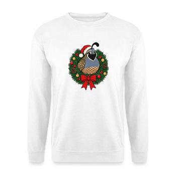  Weihnachtswachtelkranz, Weihnachtsmütze, - Unisex Pullover - Weiß - Vorne - Alina (178cm) & Michal (187cm)