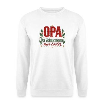 Opa Weihnachtsmann - Unisex Pullover - Weiß - Vorne - Alina (178cm) & Michal (187cm)