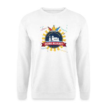 Düre Alaaf Düren Karneval Emblem Rur - Unisex Pullover - Weiß - Vorne - Alina (178cm) & Michal (187cm)
