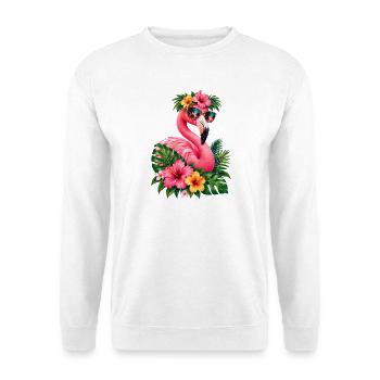 Niedlicher Flamingo Süße Flamingos - Unisex Pullover - Weiß - Vorne - Alina (178cm) & Michal (187cm)