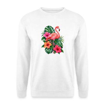 Niedlicher Flamingo Süße Flamingos - Unisex Pullover - Weiß - Vorne - Alina (178cm) & Michal (187cm)