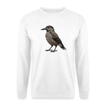 Dünnschnabelnussknacker – Vogelillustration - Unisex Pullover - Weiß - Vorne - Alina (178cm) & Michal (187cm)