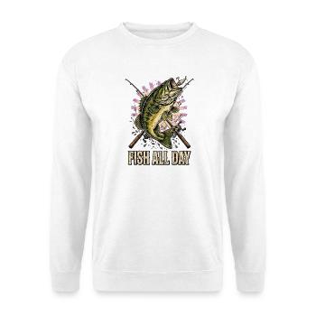 Angeln, Angeln, Angelrute - Unisex Pullover - Weiß - Vorne - Alina (178cm) & Michal (187cm)