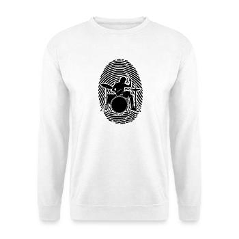 Schlagzeug Drummer Fingerabdruck Schlagzeugliebe - Unisex Pullover - Weiß - Vorne - Alina (178cm) & Michal (187cm)