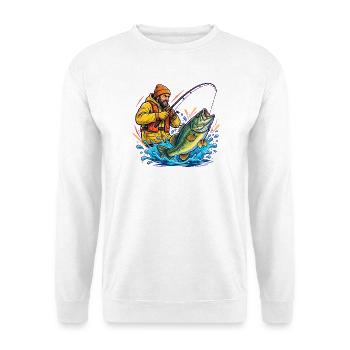 Angeln, Fischer, Angeln, Angelrute - Unisex Pullover - Weiß - Vorne - Alina (178cm) & Michal (187cm)