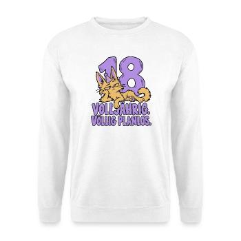 18 Geburtstag Mädchen Geschenk Katze Volljährig - Unisex Pullover - Weiß - Vorne - Alina (178cm) & Michal (187cm)