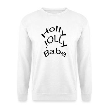 Holly Jolly Babe Retro Weihnachtstypografie T-Shirt - Unisex Pullover - Weiß - Vorne - Alina (178cm) & Michal (187cm)