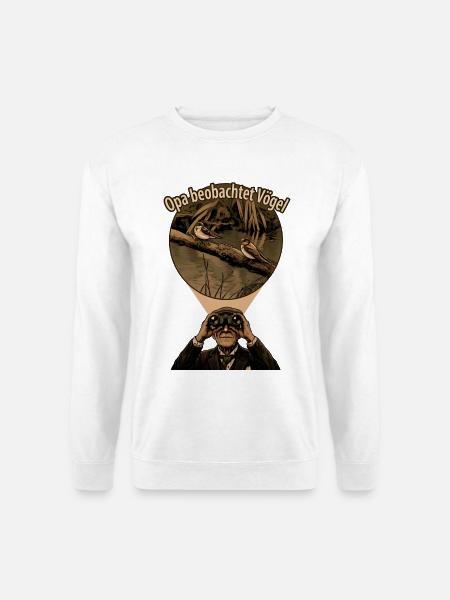 Opa beobachtet Vögel Vintage - Unisex Pullover - Weiß