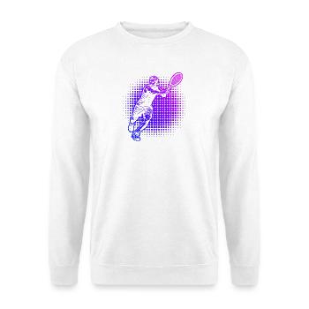 Geschenkidee für einen Tennis mit Tennis - Unisex Pullover - Weiß - Vorne - Alina (178cm) & Michal (187cm)